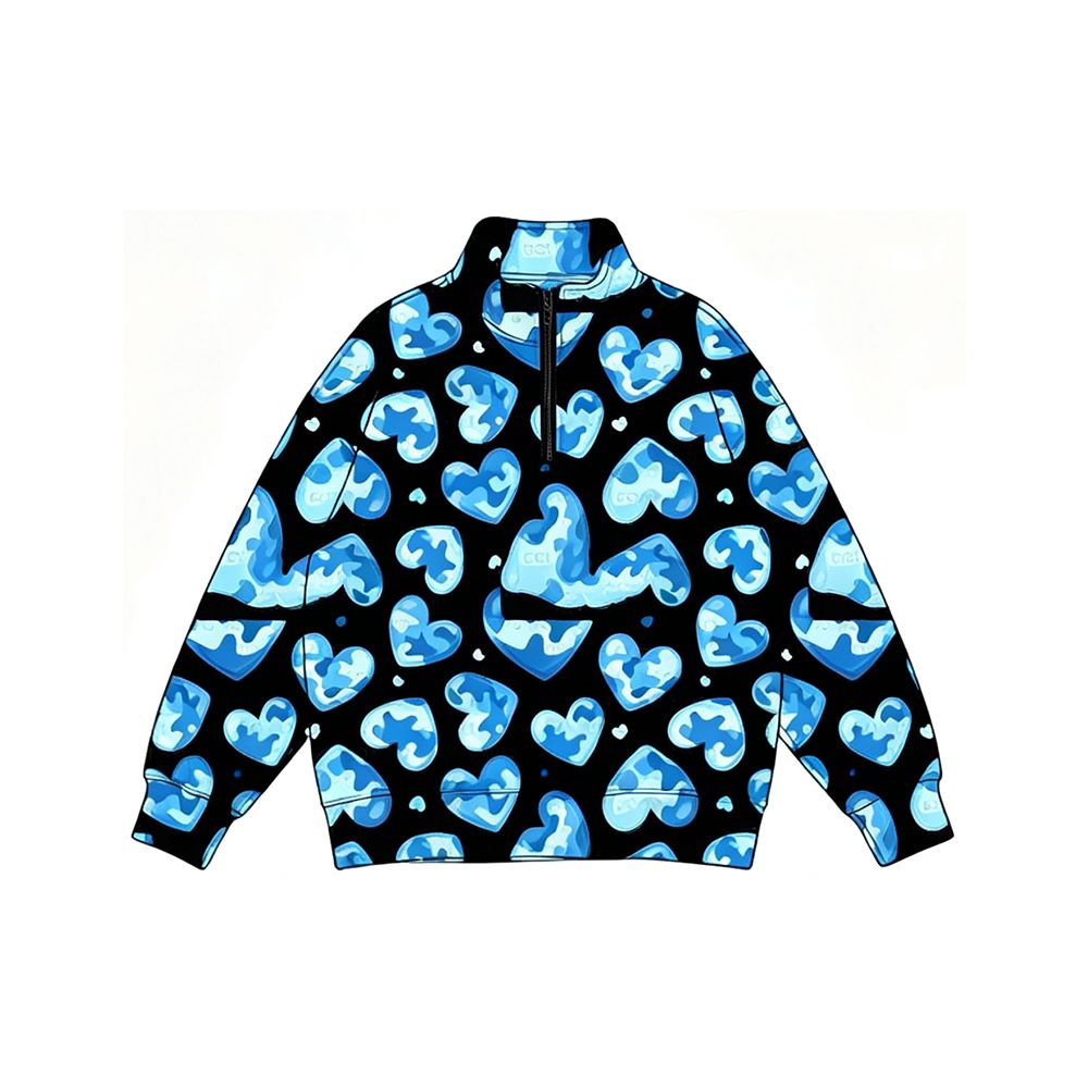 ( Moq 5 ) Preorder Baby Boys Kids Long Sleeves Camo Hearts Valentine Pullover Zipper Shirt Tops