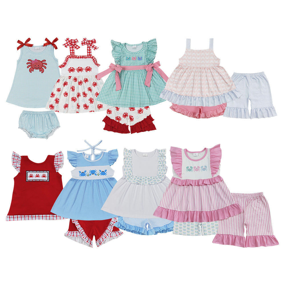 Baby Girl Toddler Crabs Sibling Summer Set Clothes RTS