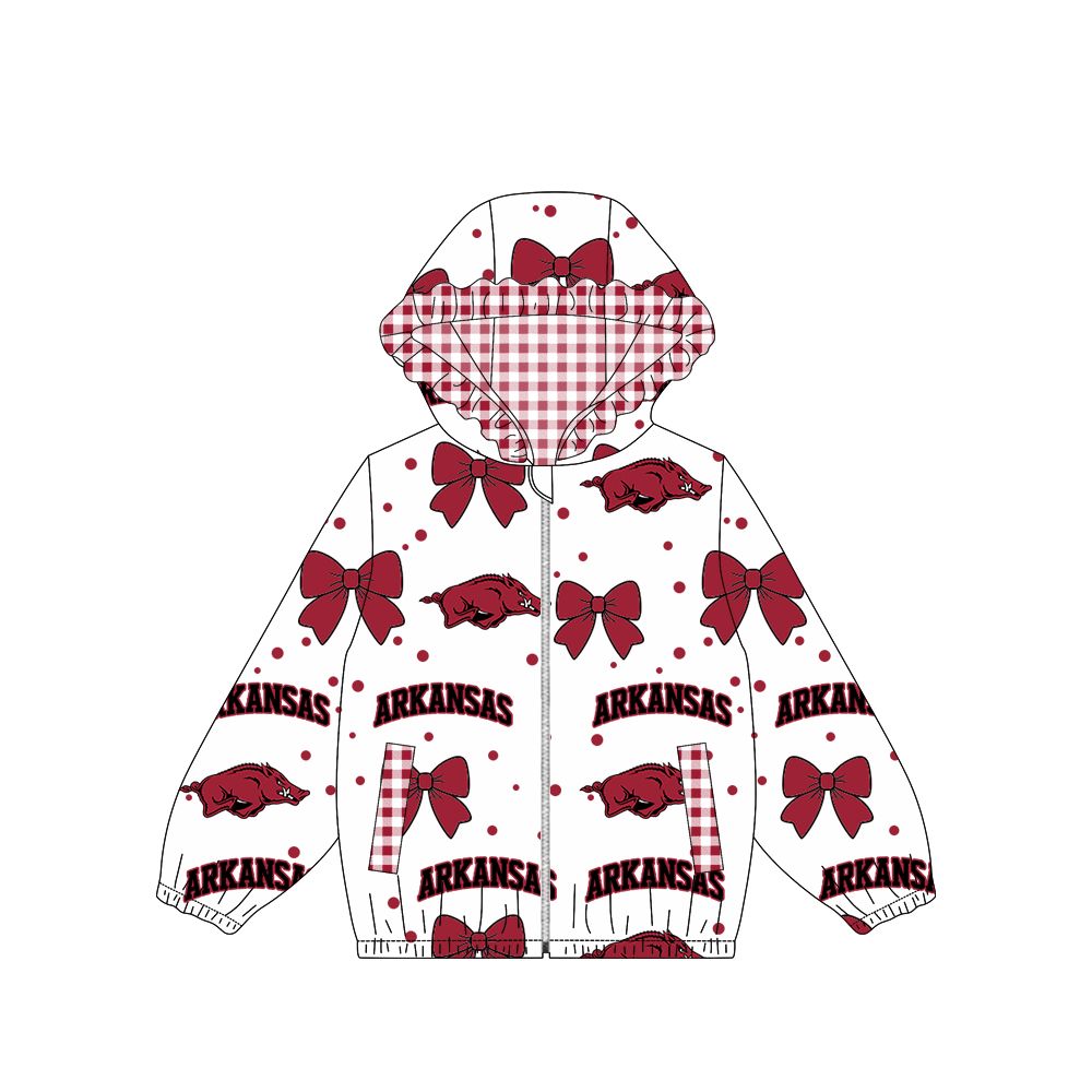 ( Moq 5 ) Preorder Baby Girl Kids Pigs Bows Pockets Zipper Hoodie Jacket Coat Team Tops