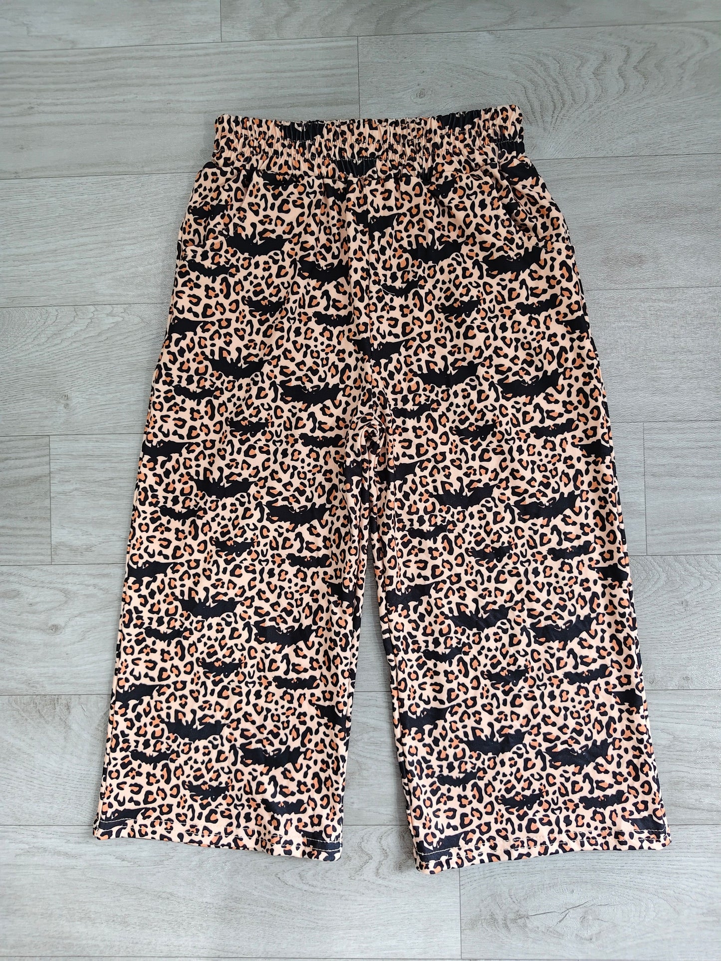 ( No moq ) Baby Girls Kids Halloween Bats Leopard Pants Bottoms Clothes