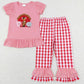 SR0511 Baby Girl Farm Embroidery Pink Ruffle Romper