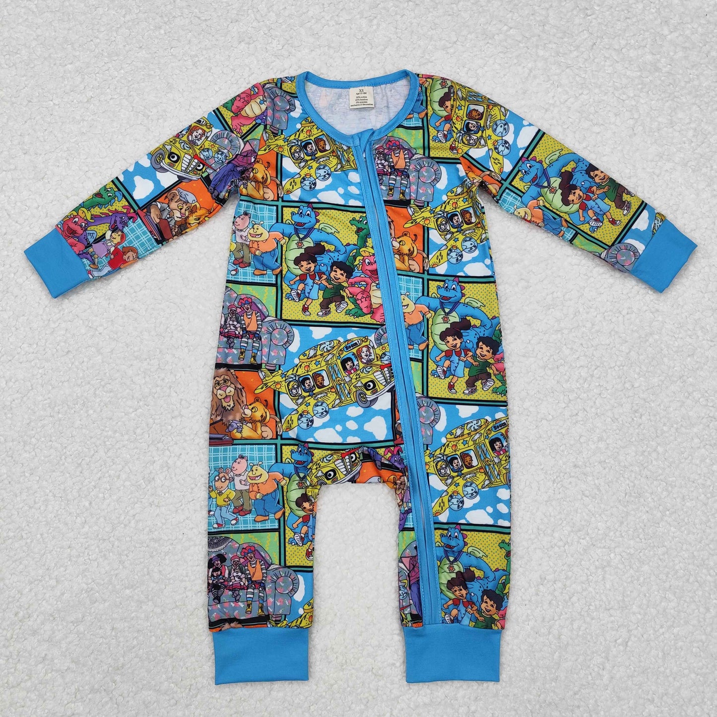 Baby Girl Long Sleeves Cartoon Long Sleeves Sleeper Zipper Bamboo Romper