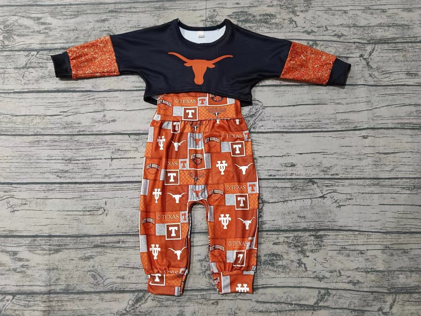 Baby Girl Long Sleeves Cow Team Top Jumpsuit Set Moq 5