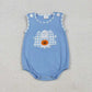 Sibling Boys Girls Short Sleeves Embroidery Ghosts Pumpkin Halloween Romper Set RTS