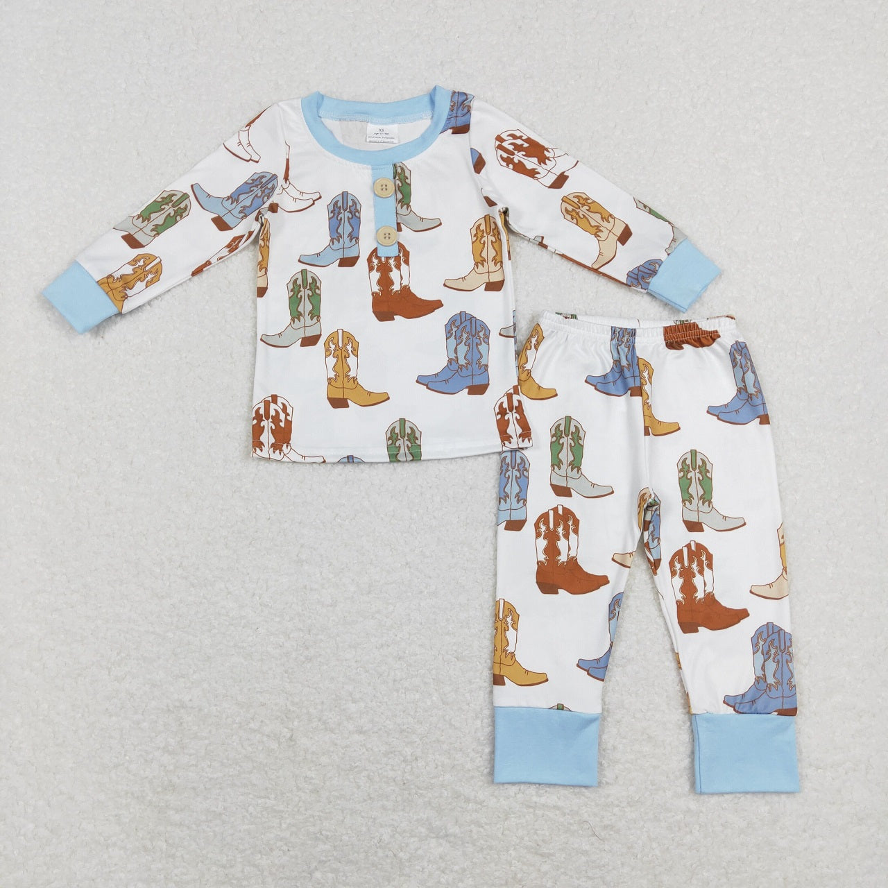 LR0853 Baby Boy Western Long Sleeves Boots Footie Zipper Romper