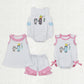 Sibling Baby Boys Girls Sleeveless Embroidery Fishing Stripes Rompers Set RTS
