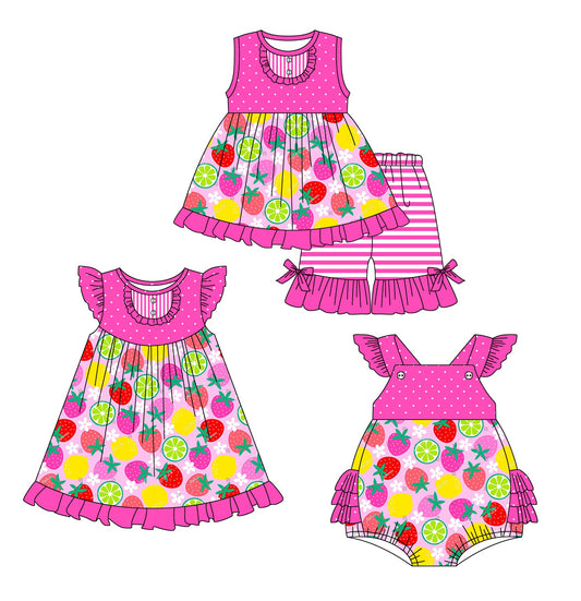 Baby Girl Strawberry Lemon Sibling Romper Dress Set ( Moq 5 Each Style ) 2.18