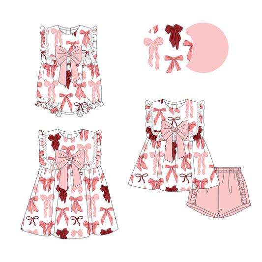 Baby Girl Ruffle Pink Bows Sibling Romper Dress Set ( Moq 5 Each Style ) 3.14