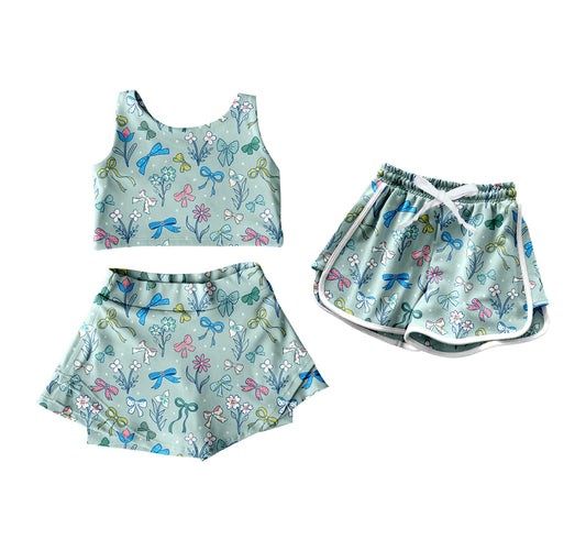 ( Moq 5 Each Style ) Baby Girl Toddler Sleeveless Bows Floral Set Shorts Sibling Clothes 4.24