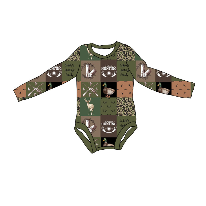 Baby Boy Infant Long Sleeves Deer Ducks Bubble Hunting Romper