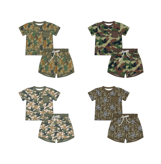 Baby Boy Short Sleeves Camo Ducks Deer Hunting Sibling Set ( Moq 5 Each Style ) 2.11