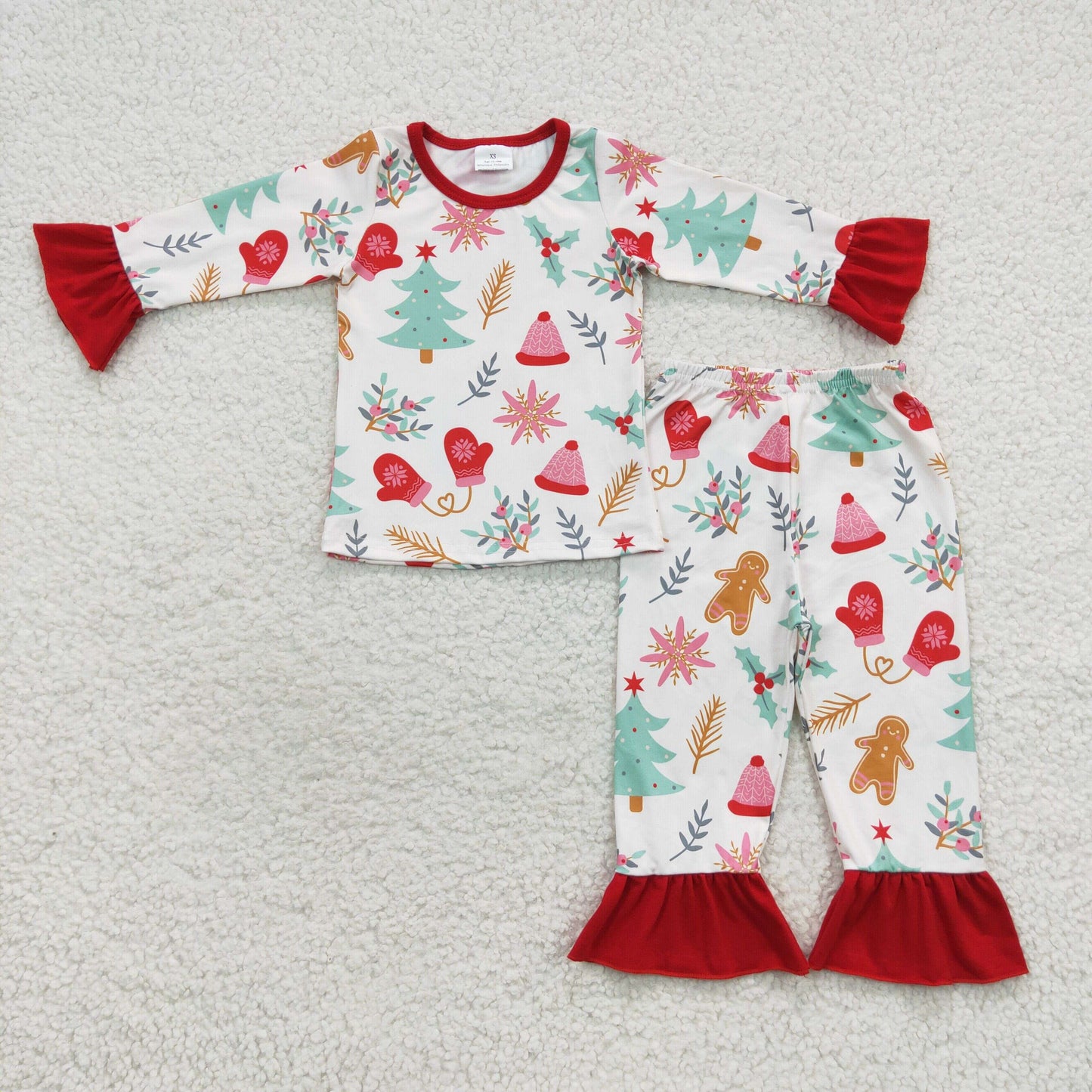 GLP0636 Baby Girl Long Sleeves Gingerbread Pants Christmas Pajamas Outfit