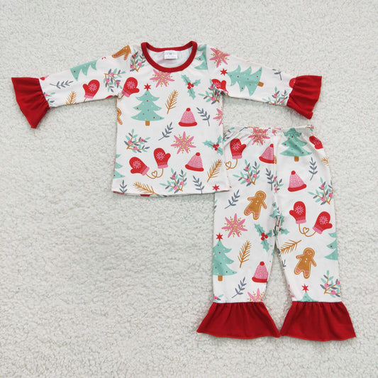 GLP0636 Baby Girl Long Sleeves Gingerbread Pants Christmas Pajamas Outfit