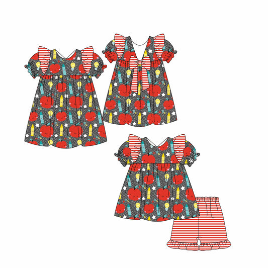 Baby Girl Back To School Apple Bow Sibling Dress Set ( Moq 5 Each Style ) 2.12