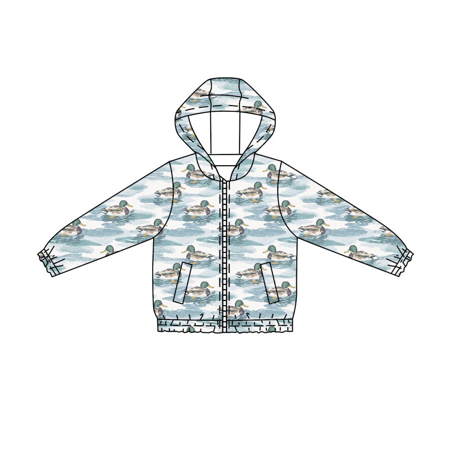 ( Moq 5 ) Preorder Baby Boys Kids Long Sleeves Pockets Hoodie Zipper Ducks Shirt Tops