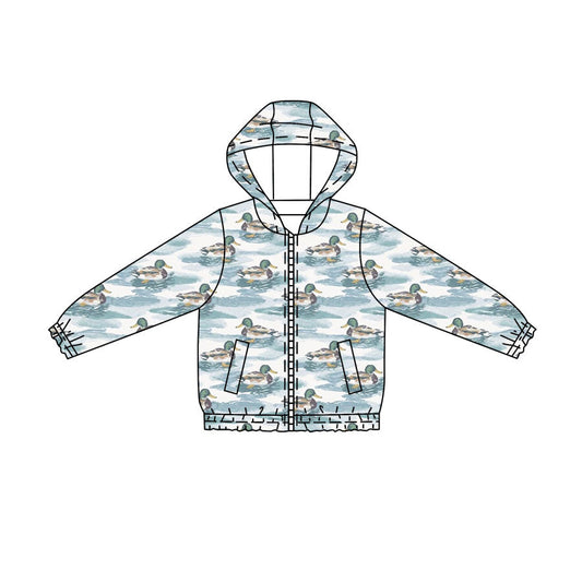 ( Moq 5 ) Preorder Baby Boys Kids Long Sleeves Pockets Hoodie Zipper Ducks Shirt Tops
