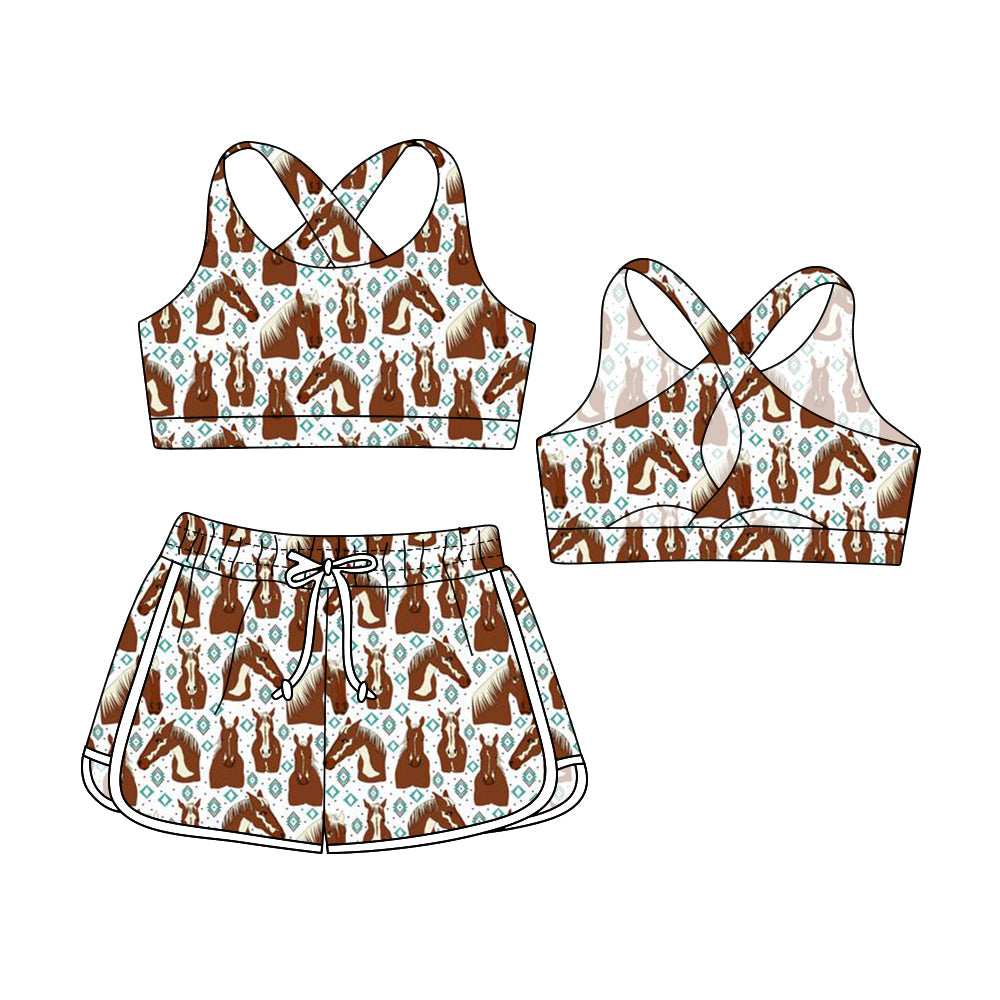 ( Moq 5 Each Style ) Baby Girl Sleeveless Western Tops Shorts Sibling Swimsuit Set 3.29
