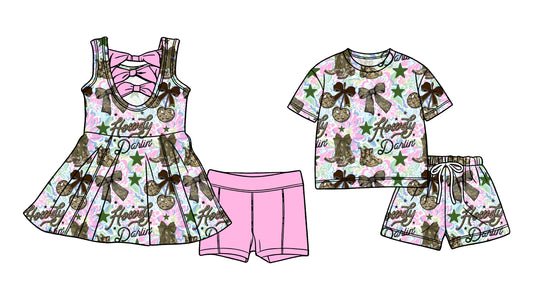 ( Moq 5 Each Style ) Sibling Baby Girls Kids Boots Bows Tops Shorts Sets Summer Clothes