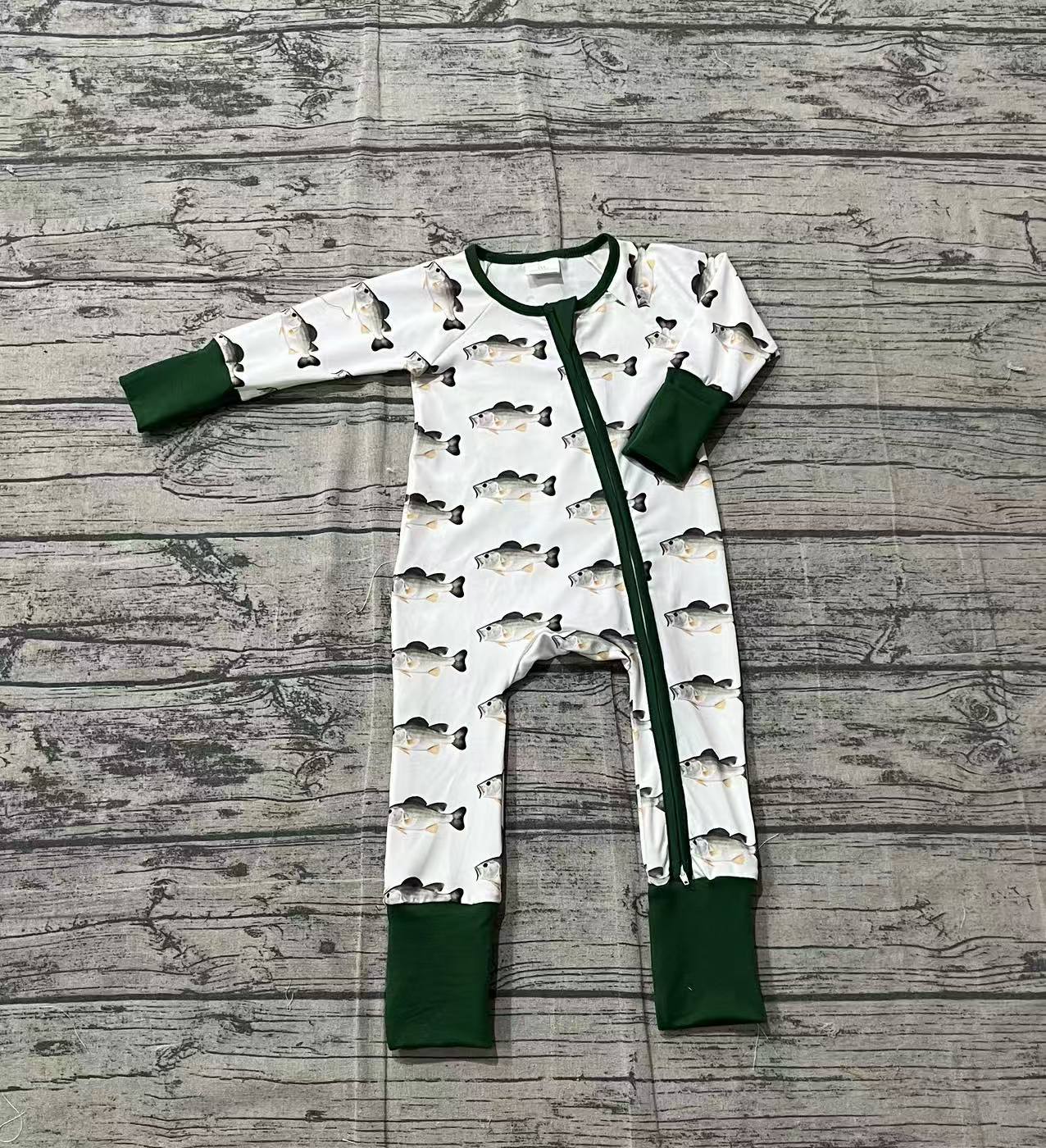 Baby Boys Kids Long Sleeves Fish Zipper Pajamas Romper RTS