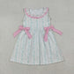 Baby Girl Sleeveless Pink Bows Floral Knee Length Dress RTS