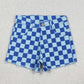 Baby Girls Kids Blue Checked Denim Shorts RTS