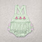 Baby Girl Infant Straps Embroidery Watermelon Green Checked Romper RTS