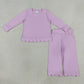 Sibling Baby Girls Kids Long Sleeves Shirts Pants Cotton Sets Pajamas Scallop Clothes RTS