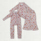 Sibling Kids Girl Long Sleeves Pumpkin Pie Bows Thanksgiving Zipper Romper Pajamas Set RTS