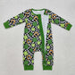 Baby Boy Infant Short Sleeves St Patrick Day Clover Zipper Green Romper