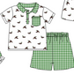 Baby Boy Girl Ducks Bows Sibling Matching Green Dress Romper Clothes Set ( Moq 5 Each style )