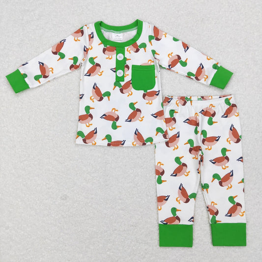 BLP0419 Baby Boy Long Sleeves Duck Pocket Shirt Pants Hunting Outfit Pajamas