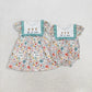 Sibling Baby Girls Short Sleeves Crosses Flower Easter Romper Knee Length Dress RTS