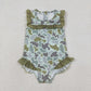 Baby Girls Kids Short Sleeves Ducks Camo Green Ruffle One-piece Swimsuit RTS