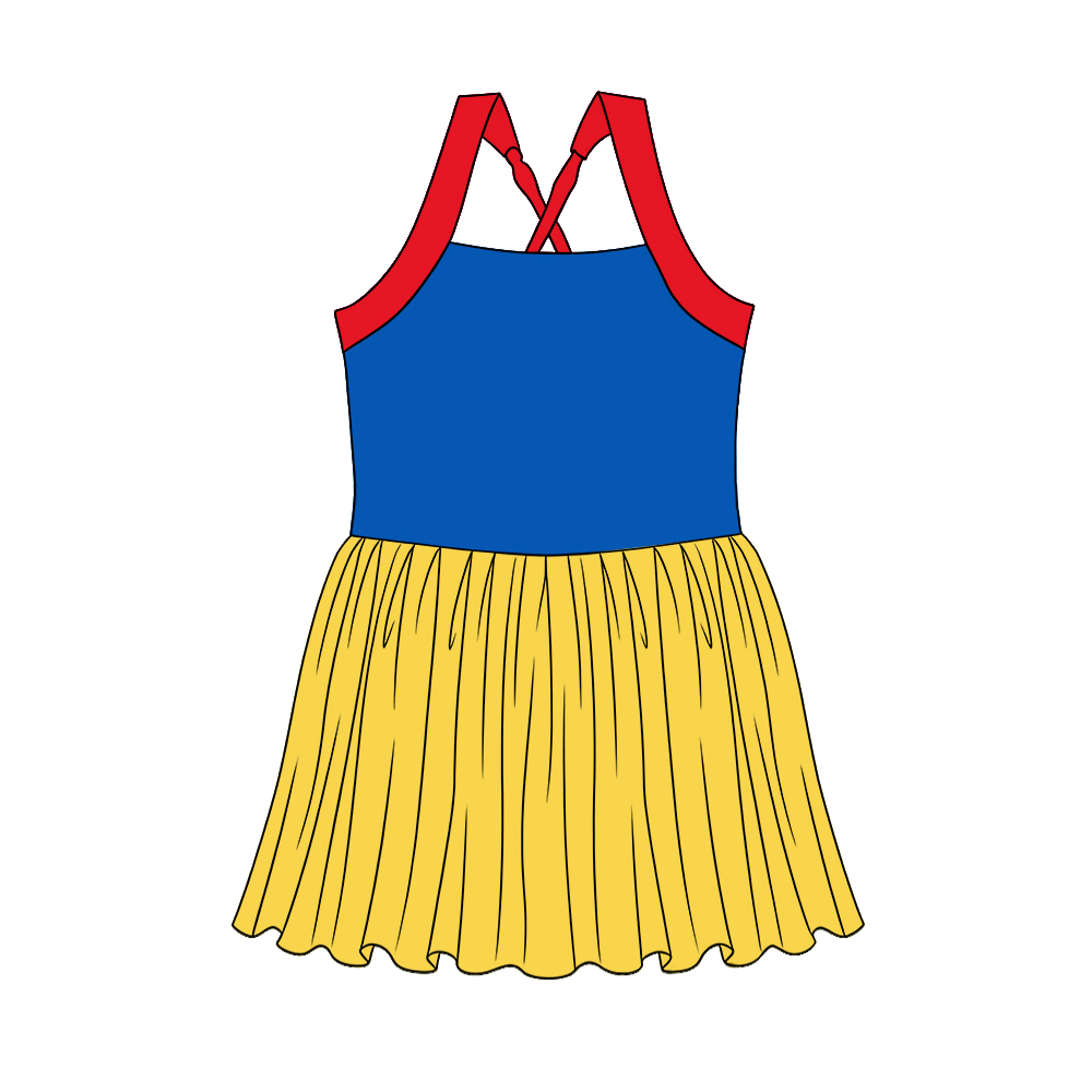 ( Moq 5 ) Preorder GSD3976 Baby Girls Kids Sleeveless Princess Yoga Active Knee Length Dress