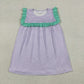 Baby Girls Kids Purple Stripes Summer Ruffle Knee Length Dress RTS
