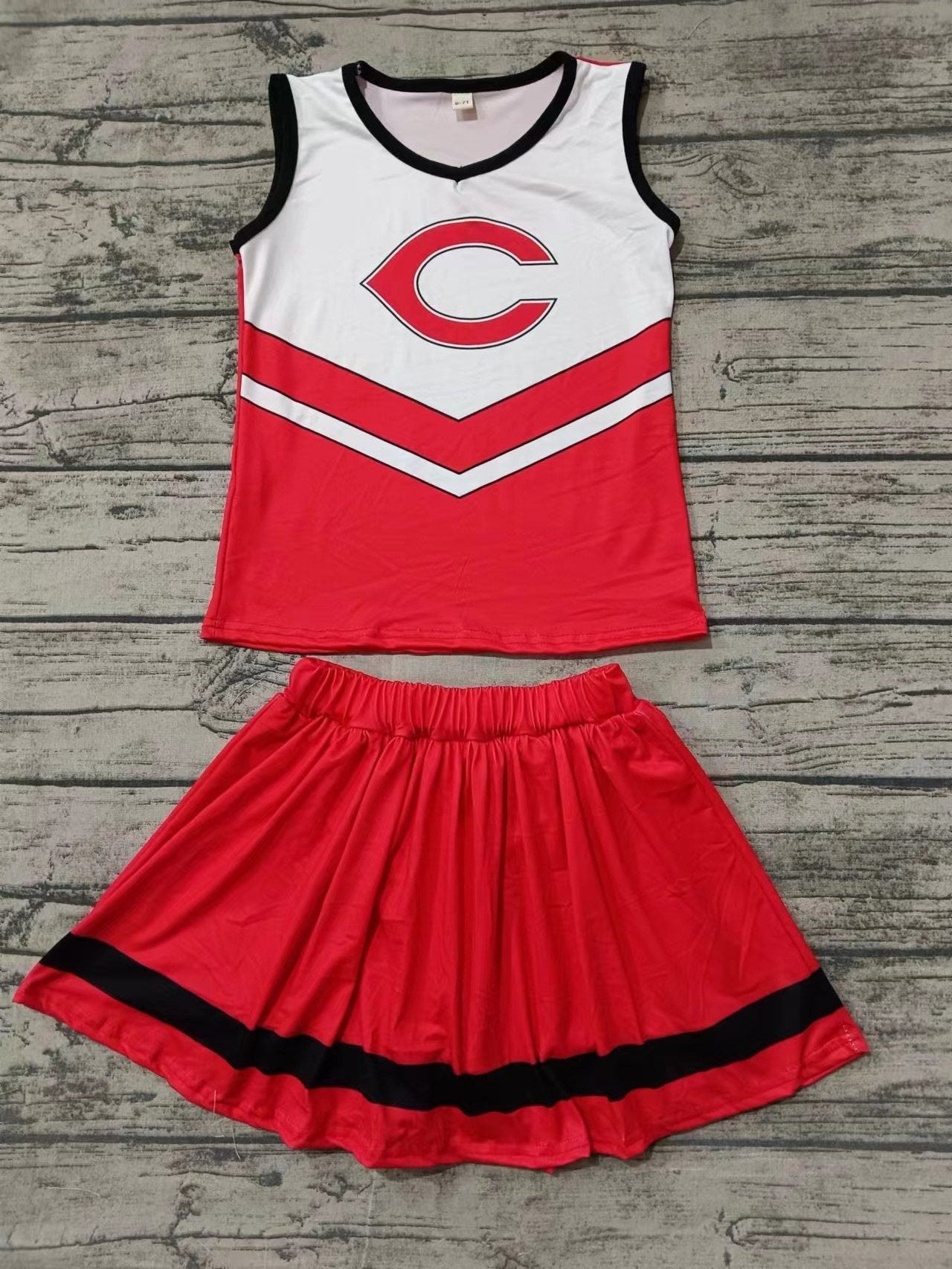 Baby Girl Sleeveless C Shirt Red Skirt Shorts Team Clothes Set Moq 5