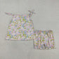 Baby Girls Straps Flower Tunic Ruffle Shorts Summer Clothes Set RTS