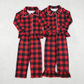 Sibling Baby Boys Girls Long Sleeves Checked Buttons Shirt Pants Christmas Pajamas Sets RTS