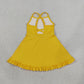 Baby Girls Kids Straps Yellow Ruffle Shorts Knee Length Yoga Active Dress RTS