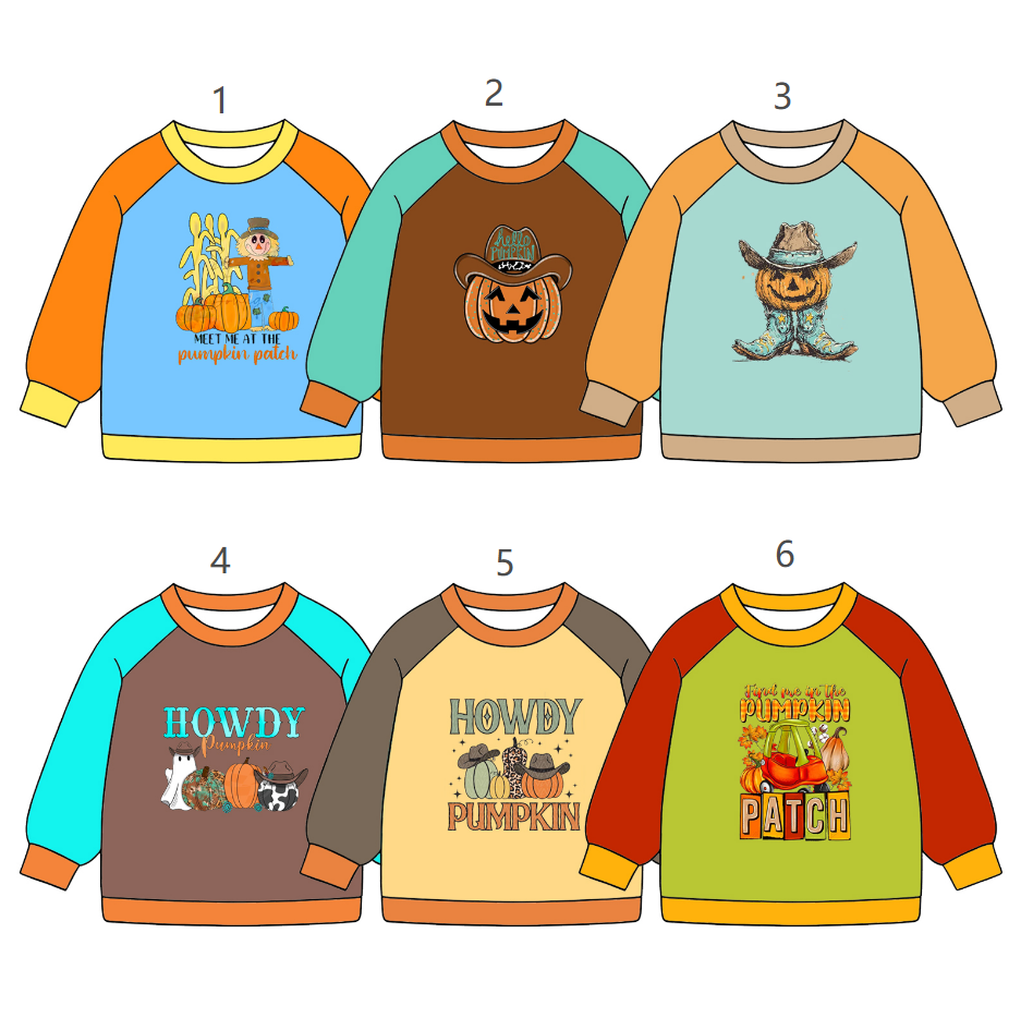 ( Moq 5 Each Style ) Sibling Baby Boys Kids Long Sleeves Pumpkins Halloween Shirts Clothes