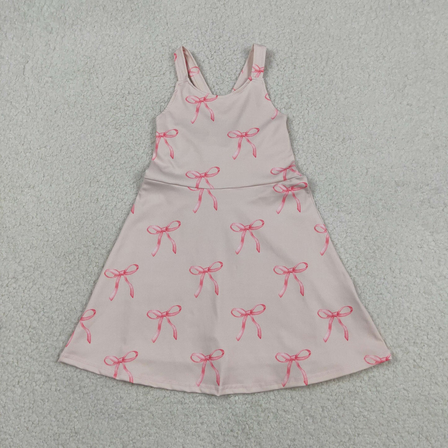 Baby Girls Kids Straps Bows Yoga Active Shorts Knee Length Dress RTS