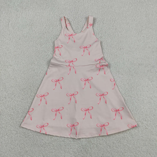 Baby Girls Kids Straps Bows Yoga Active Shorts Knee Length Dress RTS
