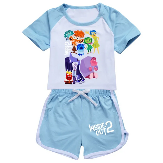 Baby Girl Short Sleeves Shirt Light Blue Shorts Movie Set