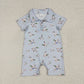 Baby Boy Short Sleeves Buttons Ducks Blue Romper RTS