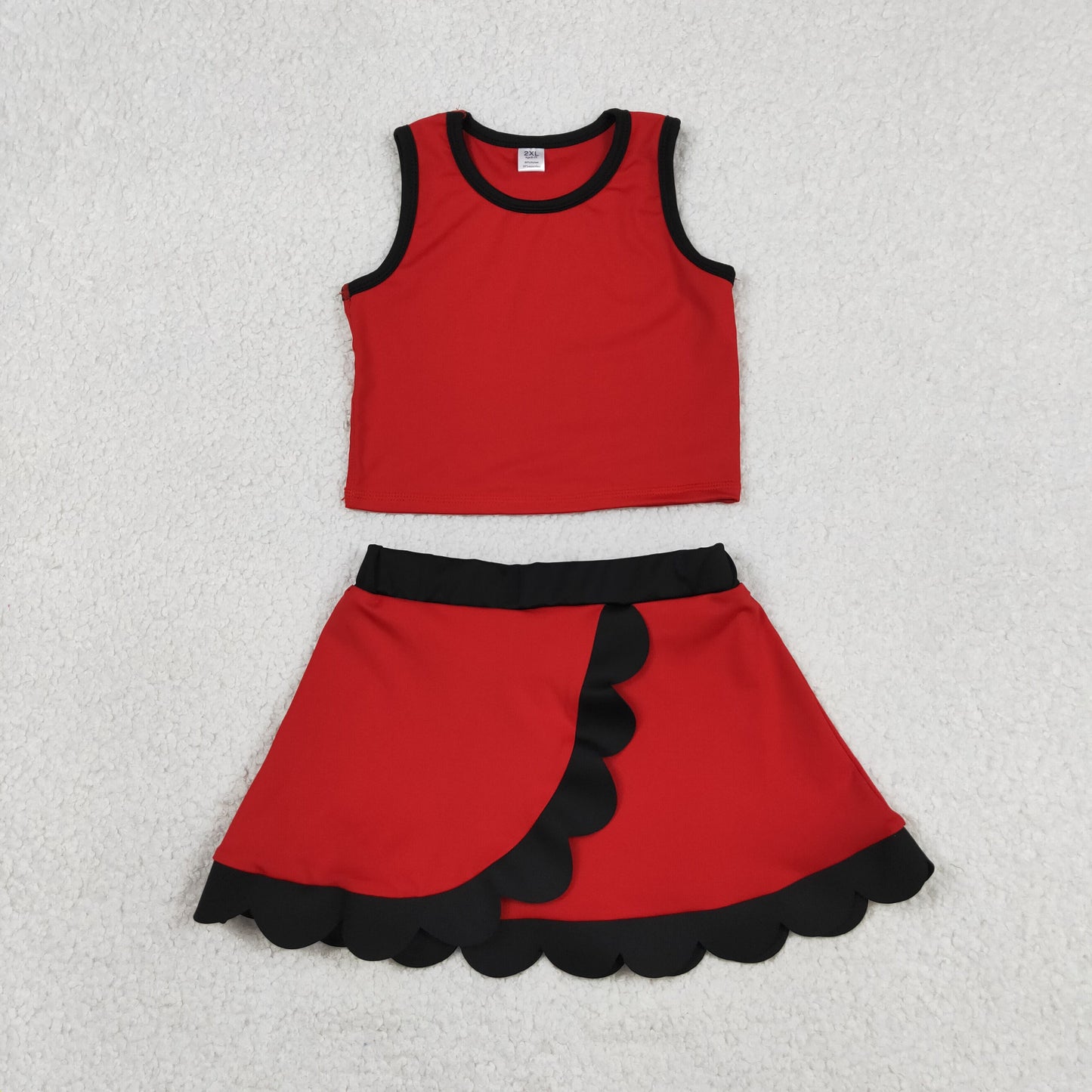 Sibling Baby Girls Kids Sleeveless Shirts Scallop Skirts Shorts Yoga Active Sets Clothes RTS