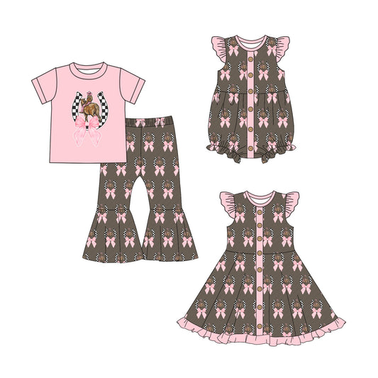 Baby Girl Bows Western Sibling Romper Dress Set ( Moq 5 Each Style ) 12.25
