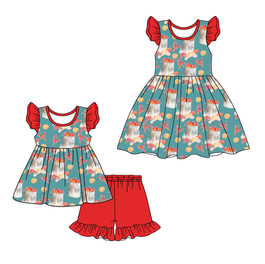 Baby Girl Short Sleeves Crawfish Sibling Dress Set ( Moq 5 Each Design ) 12.14