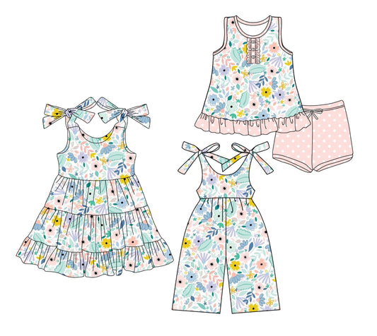 Baby Girl Straps Summer Flower Sibling Jumpsuit Dress Set ( Moq 5 Each Style ) 3.15