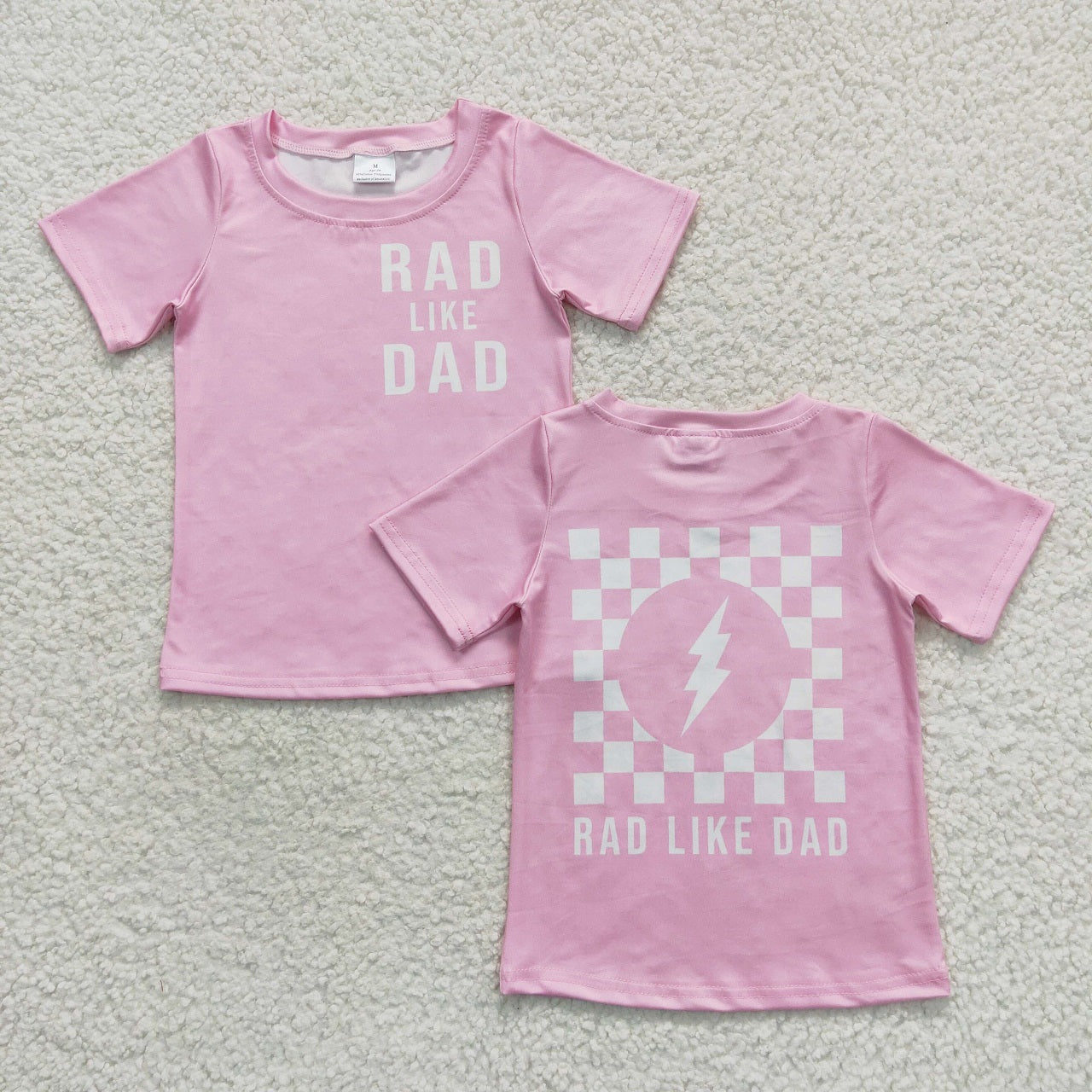 GT0309 Baby Girl Pink Short Sleeves Dad Checkered Shirt