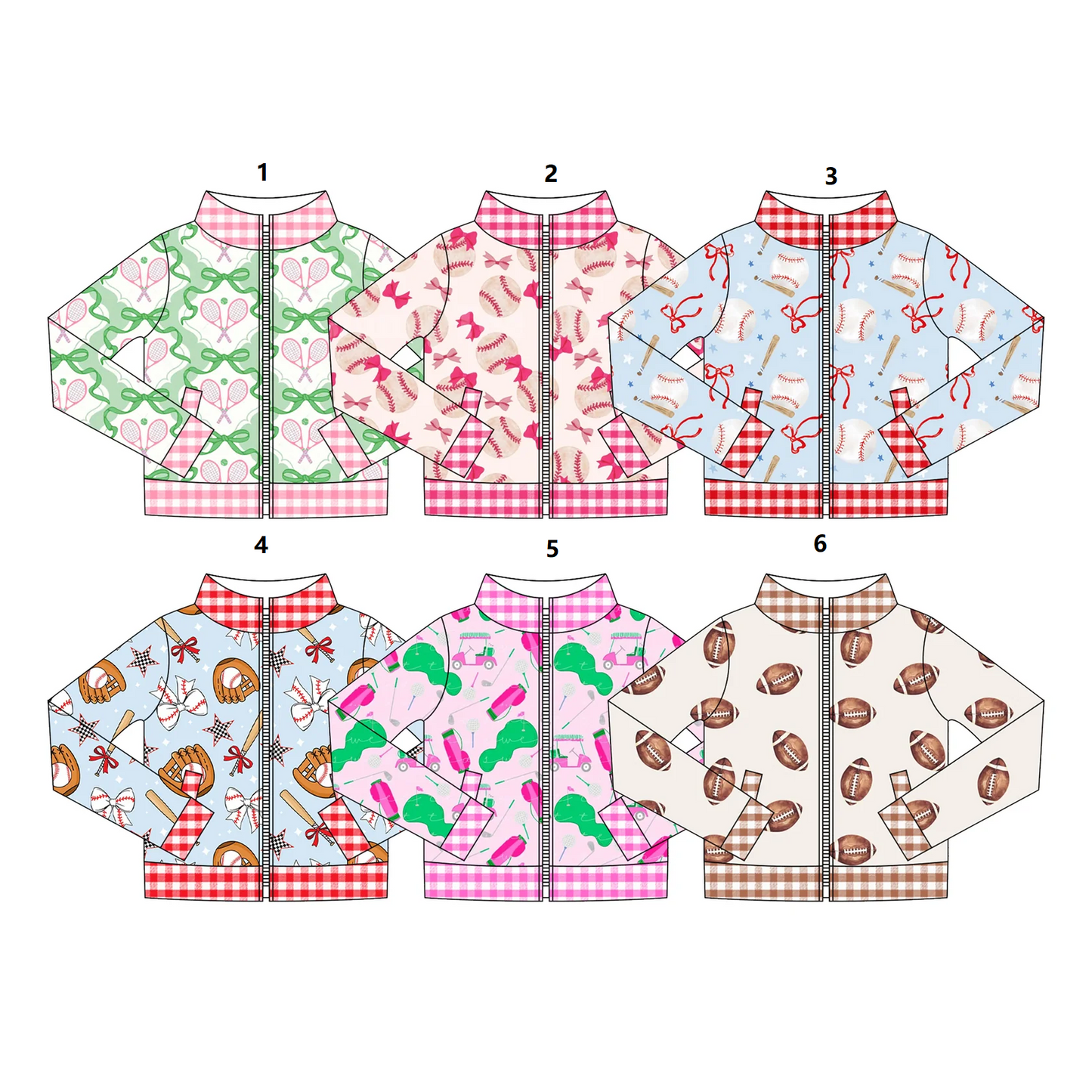 ( Moq 5 Each Style ) Sibling Baby Girls Kids Long Sleeves Ball Game Zipper Pockets Jackets Tops